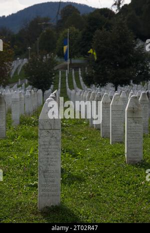 Potocari, Bosnie-Herzégovine - 2 octobre 2023 : Srebrenica - Potocari Memorial Center. C'est le plus grand génocide en Europe depuis la Seconde Guerre mondiale Banque D'Images