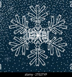 Cristal de glace. Elément isolé. Abstrait un gros flocon de neige. dessin à la main. Pas ai, Illustrat3 . Illustration vectorielle Illustration de Vecteur