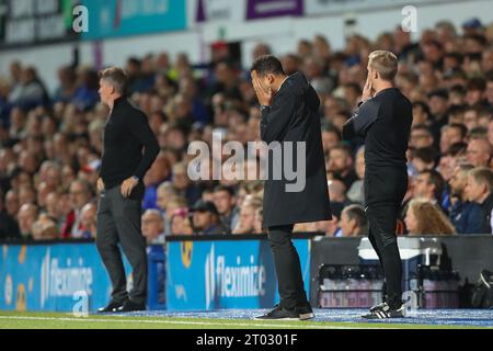 Ipswich, Royaume-Uni. 03 octobre 2023. Liam Rosenior Manager de Hull City réagit lors du match de championnat Sky Bet Ipswich Town vs Hull City à Portman Road, Ipswich, Royaume-Uni, le 3 octobre 2023 (photo de Gareth Evans/News Images) à Ipswich, Royaume-Uni le 10/3/2023. (Photo Gareth Evans/News Images/Sipa USA) crédit : SIPA USA/Alamy Live News Banque D'Images