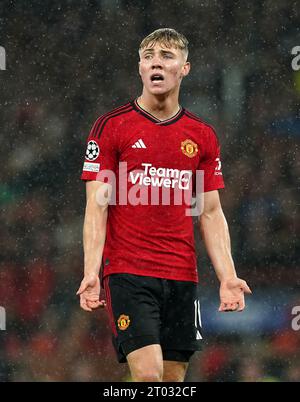 Rasmus Hojlund de Manchester United réagit lors du match du Groupe A De la Ligue des champions de l'UEFA à Old Trafford, Manchester. Date de la photo : mardi 3 octobre 2023. Banque D'Images