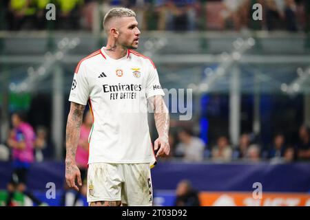 Milan, Italie. 3 octobre 2023. Morato (SL Benfica) lors du match de football du groupe D de l'UEFA Champions League entre le FC Internazionale et SL Benfica le 3 octobre 2023 au stade Giuseppe-Meazza de Milan, Italie. Crédit : Luca Rossini/E-Mage/Alamy Live News Banque D'Images