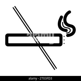 Signe interdit de fumer, icône de ligne noire vecteur Illustration de Vecteur