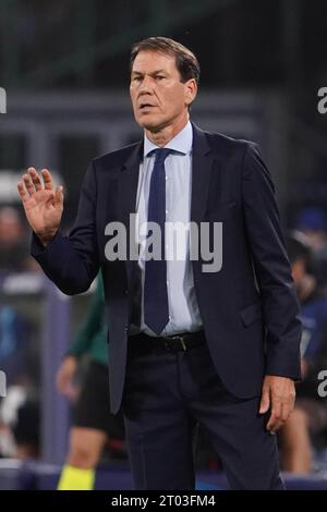 Naples, Italie. 03 octobre 2023. Naples, Italie, 3 octobre 2023 : Rudi Garcia entraîneur de la SSC Napoli lors du match de Ligue des Champions entre la SSC Napoli et le Real Madrid CF au Stadio Diego Armando Maradona le 3 octobre 2023 à Naples, Italie (Foto Mosca/SPP) crédit : SPP Sport Press photo. /Alamy Live News Banque D'Images