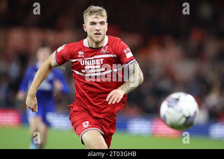 Middlesbrough, Royaume-Uni. 03 octobre 2023. Riley McGree de Middlesbrough en action lors du Sky Bet Championship Match Middlesbrough vs Cardiff City au Riverside Stadium, Middlesbrough, Royaume-Uni, le 3 octobre 2023 (photo de Nigel Roddis/News Images) à Middlesbrough, Royaume-Uni le 10/3/2023. (Photo Nigel Roddis/News Images/Sipa USA) crédit : SIPA USA/Alamy Live News Banque D'Images