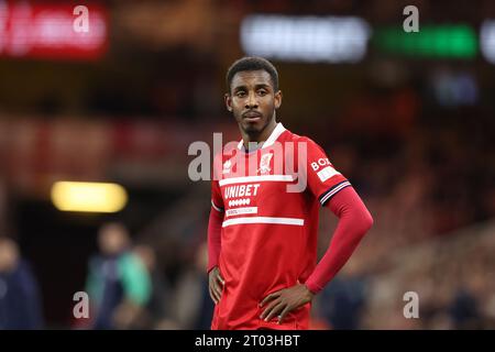 Middlesbrough, Royaume-Uni. 03 octobre 2023. Isaiah Jones de Middlesbrough en action lors du Sky Bet Championship Match Middlesbrough vs Cardiff City au Riverside Stadium, Middlesbrough, Royaume-Uni, le 3 octobre 2023 (photo de Nigel Roddis/News Images) à Middlesbrough, Royaume-Uni le 10/3/2023. (Photo Nigel Roddis/News Images/Sipa USA) crédit : SIPA USA/Alamy Live News Banque D'Images