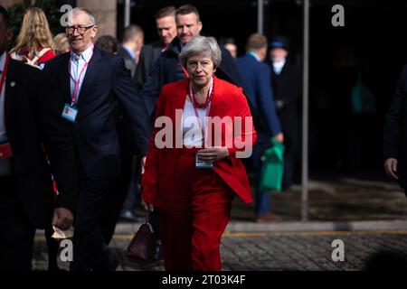 Manchester, Royaume-Uni. 3 octobre 2023rd May, ancien Premier ministre, lors de la conférence du Parti conservateur au Manchester Central Convention Complex, Manchester le mardi 3 octobre 2023. (Photo : Pat Scaasi | MI News) crédit : MI News & Sport / Alamy Live News Banque D'Images