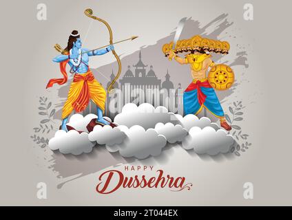 Joyeux festival de Dussehra en Inde. De Lord Rama tuant Ravana. Illustration vectorielle Illustration de Vecteur