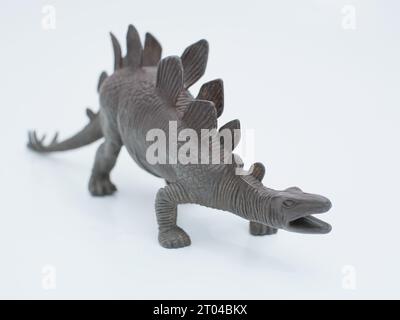 jouet stegosaurus, genre de dinosaure blindé isolé sur fond blanc. vue avant Banque D'Images