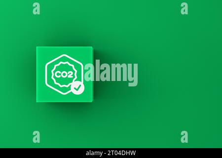 Concept de réduction des émissions de dioxyde de carbone de CO2. Crédit carbone pour limiter le réchauffement climatique dû au changement climatique. Certifié carbone neutre. Symbole CO2 sur Gree Banque D'Images