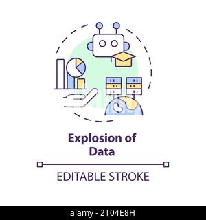 Explosion d'icône linéaire fine colorée en 2D du concept de données Illustration de Vecteur