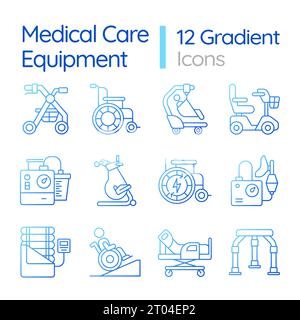 Pack d'icônes d'équipement médical de gradient 2D. Illustration de Vecteur