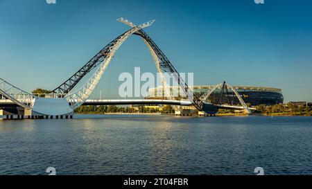 Perth, WA, Australie - Matagarup Bridge et stade Optus Banque D'Images