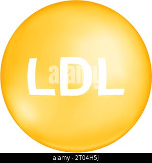 Cholestérol type LDL. Mauvaise bulle jaune de cholestérine. Icône de lipoprotéines de basse densité isolée sur fond blanc. Infographie médicale. Illustration vectorielle. Illustration de Vecteur