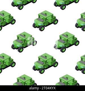 Motif d'un SUV militaire en isométrie sur fond blanc. Vecteur Illustration de Vecteur