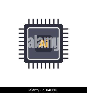 Icône de conception de puce de processeur ai. machine learning et concept de domination de l'esprit cybernétique. illustration vectorielle. Illustration de Vecteur
