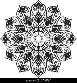 flat new art style dessiné à la main abstrait noir et blanc couleurs mandala vecteur de conception de fond Illustration de Vecteur