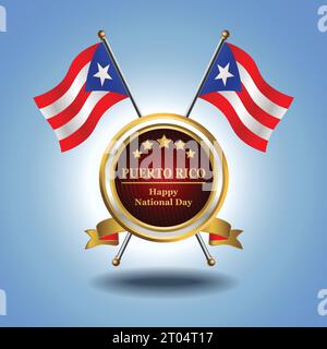 Petit drapeau national de Porto Rico sur cercle avec fond bleu garadasi Illustration de Vecteur