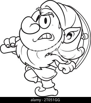 Coloriage nain mineur en colère pour les enfants et les adultes Banque D'Images