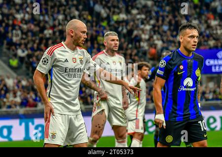 Milan, Italie. 03 octobre 2023. Fredrik Aursnes (8) de Benfica vu lors du match de l'UEFA Champions League entre l'Inter et Benfica à Giuseppe Meazza à Milan. (Crédit photo : Gonzales photo/Alamy Live News Banque D'Images