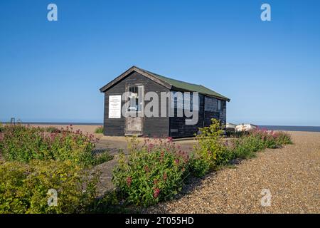 Aldeburgh Fishing Tackle et magasin d'appâts sur Aldeburgh Beach Suffolk. Royaume-Uni Banque D'Images