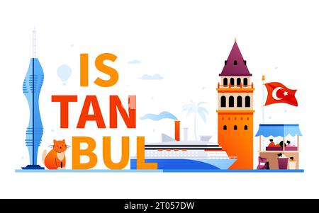 Bienvenue à Istanbul - illustration vectorielle colorée moderne Illustration de Vecteur