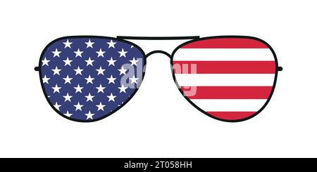 Lunettes de soleil patriotiques avec drapeau américain Illustration de Vecteur