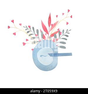 Fécondation in vitro, FIV, placement d'un spermatozoïde dans un ovule, illustration à l'aquarelle dessinée à la main isolée Banque D'Images