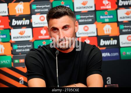 Freiburg, Deutschland. 04 octobre 2023. Vincenzo Grifo (SC Freiburg) BEI der Pressekonferenz, PK vor Fussball-Europa-League - 2. Spieltag, SC Freiburg - West Ham United crédit : dpa/Alamy Live News Banque D'Images