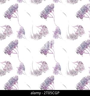 fleurs d'aquarelle, motif de brindilles avec des feuilles dessinées à la main à l'aquarelle, impression sans couture Banque D'Images