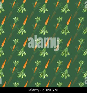 carotte, motif de carotte dessiné à la main à l'aquarelle, dessiné à la main, légumes, légumes racines, motif isolé sur un fond blanc Banque D'Images