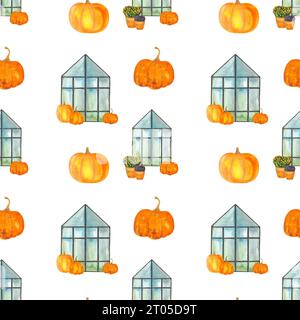 motif halloween, impression sans couture pour tissu et papier sur le thème des vacances d'automne, dessiné à l'aquarelle Banque D'Images