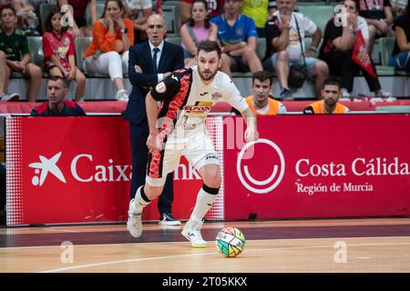 30 septembre 2023 Murcia ; Espagnol Fabricio Bastezini 'Gadeia' joueur d'aile d'ElPozo lors du match de football en salle de première division, entre les Banque D'Images