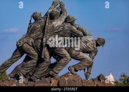 ROSSLYN, ARLINGTON, VIRGINIA, USA - détail du mémorial de guerre du corps des Marines des États-Unis Iwo Jima. Banque D'Images