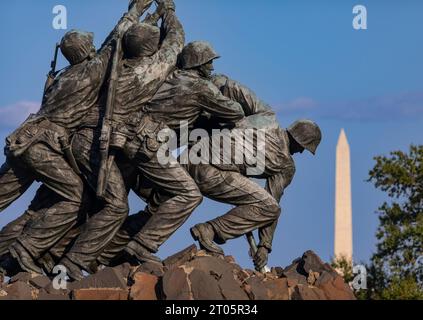ROSSLYN, ARLINGTON, VIRGINIA, USA - détail du mémorial de guerre du corps des Marines des États-Unis Iwo Jima. Banque D'Images