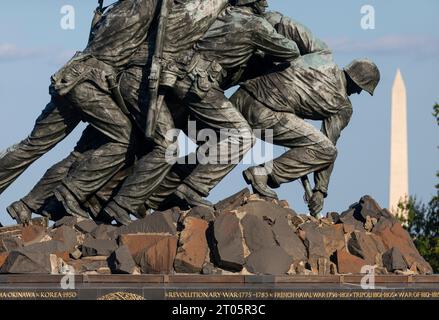 ROSSLYN, ARLINGTON, VIRGINIA, USA - détail du mémorial de guerre du corps des Marines des États-Unis Iwo Jima. Banque D'Images