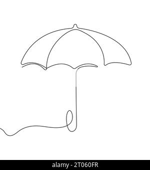 Parapluie dans une ligne continue dans le style. Symbole de protection, assurance avec croquis de tuile Illustration de Vecteur