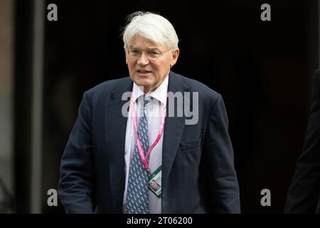 Andrew Mitchell député lors du dernier jour de la conférence du Parti conservateur au Manchester Central Convention Complex, Manchester le mercredi 4 octobre 2023. (Photo : Pat Scaasi | MI News) crédit : MI News & Sport / Alamy Live News Banque D'Images