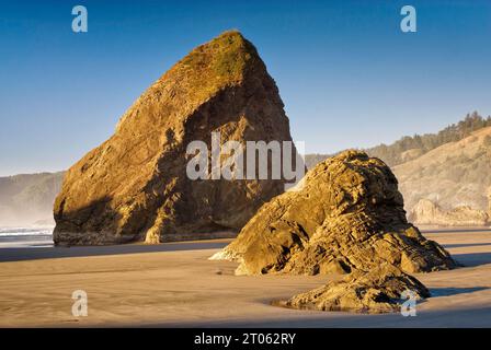 Rochers sur la plage de Meyers Creek dans le parc national de Pistol River, Oregon, États-Unis Banque D'Images