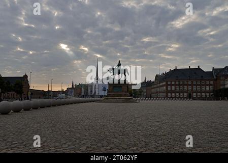 La vue sur la rue de Copenhague le matin. Banque D'Images