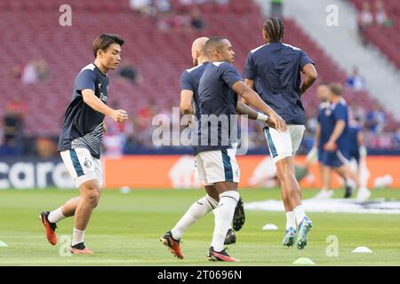 MADRID, ESPAGNE - 4 octobre : Ayase Ueda de Feyenoord lors du match de l'UEFA CHAMPIONS LEAGUE 2023/24 entre l'Atletico de Madrid et Feyenord au stade Civitas Metropolitano. Crédit : Guille Martinez/AFLO/Alamy Live News Banque D'Images