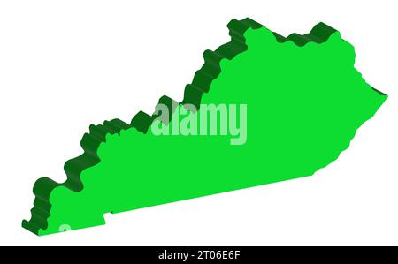 Carte 3d de l'état du Kentucky USA en vert sur fond blanc Banque D'Images