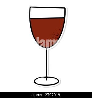 Verre autocollant de vecteur isolé de vin rouge Illustration de Vecteur