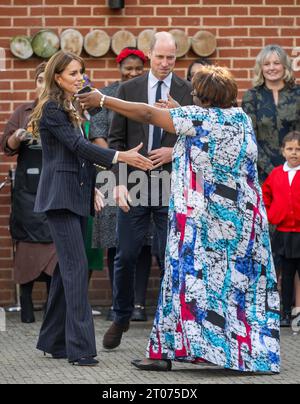 Cardiff, pays de Galles, Royaume-Uni. 03 octobre 2023. Le Prince William, Prince de Galles et Catherine, Princesse de Galles visitent le Pavillon Grange pour célébrer la Beg Banque D'Images