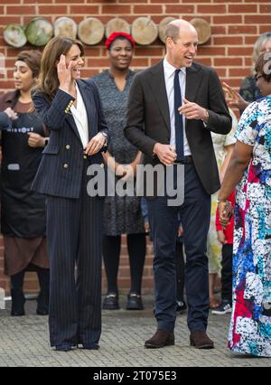 Cardiff, pays de Galles, Royaume-Uni. 03 octobre 2023. Le Prince William, Prince de Galles et Catherine, Princesse de Galles visitent le Pavillon Grange pour célébrer la Beg Banque D'Images