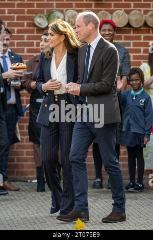 Cardiff, pays de Galles, Royaume-Uni. 03 octobre 2023. Le Prince William, Prince de Galles et Catherine, Princesse de Galles visitle Pavillon Grange pour célébrer la Beg Banque D'Images