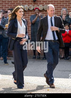 Cardiff, pays de Galles, Royaume-Uni. 03 octobre 2023. Le Prince William, Prince de Galles et Catherine, Princesse de Galles visitent le Pavillon Grange pour célébrer la Beg Banque D'Images