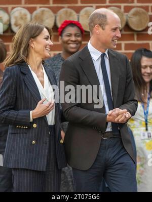 Cardiff, pays de Galles, Royaume-Uni. 03 octobre 2023. Le Prince William, Prince de Galles et Catherine, Princesse de Galles visitent le Pavillon Grange pour célébrer la Beg Banque D'Images