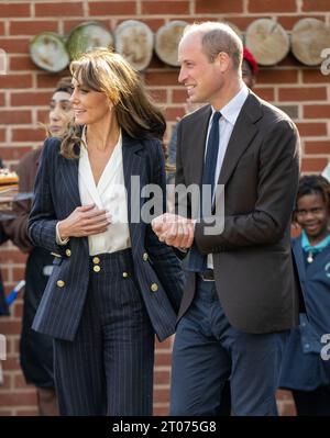 Cardiff, pays de Galles, Royaume-Uni. 03 octobre 2023. Le Prince William, Prince de Galles et Catherine, Princesse de Galles visitent le Pavillon Grange pour célébrer la Beg Banque D'Images