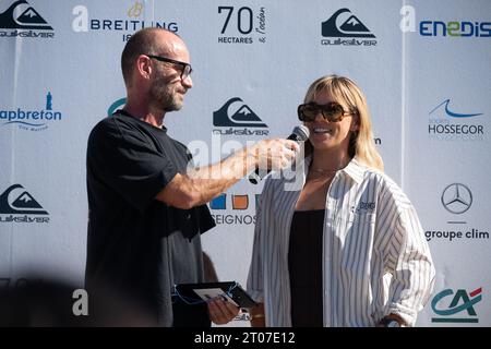 Hawaiian Pro surfer Coco Ho lors du Quiksilver Festival célébré à Capbreton, Hossegor et Seignosse, avec 20 des meilleurs surfeurs du monde Banque D'Images