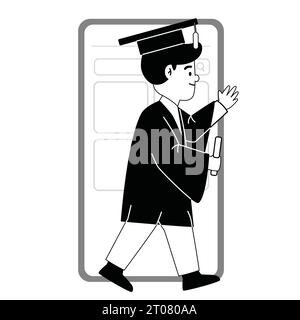 éducation en ligne e apprentissage connaissances étudier à distance avec l'application de la technologie de téléphone mobile internet numérique appareil en ligne Illustration de Vecteur